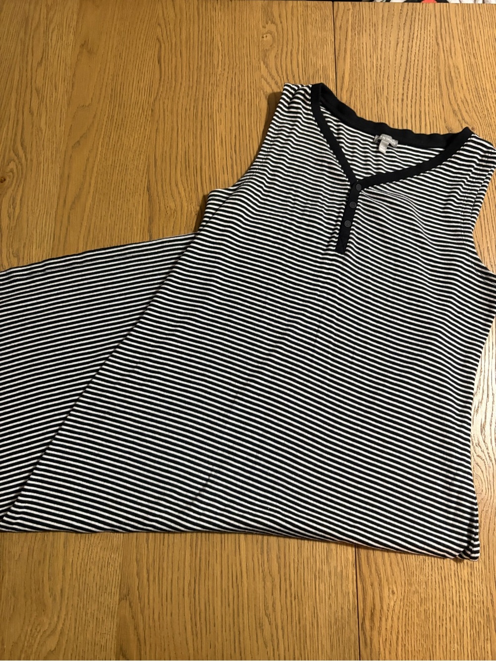 Talbots Black & White Striped Sleeveless Maxi Dress